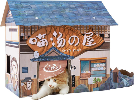 SMILE PAWS Cat Beds for Indoor Cats - Cozy Cardboard House
