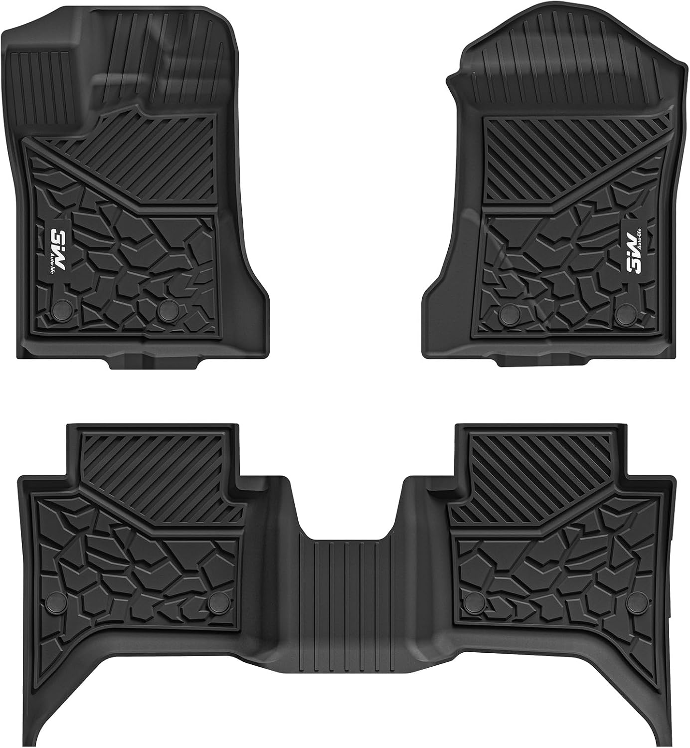 3W Floor Mats for Ford Ranger SuperCrew 2024-2025 - Custom Fit