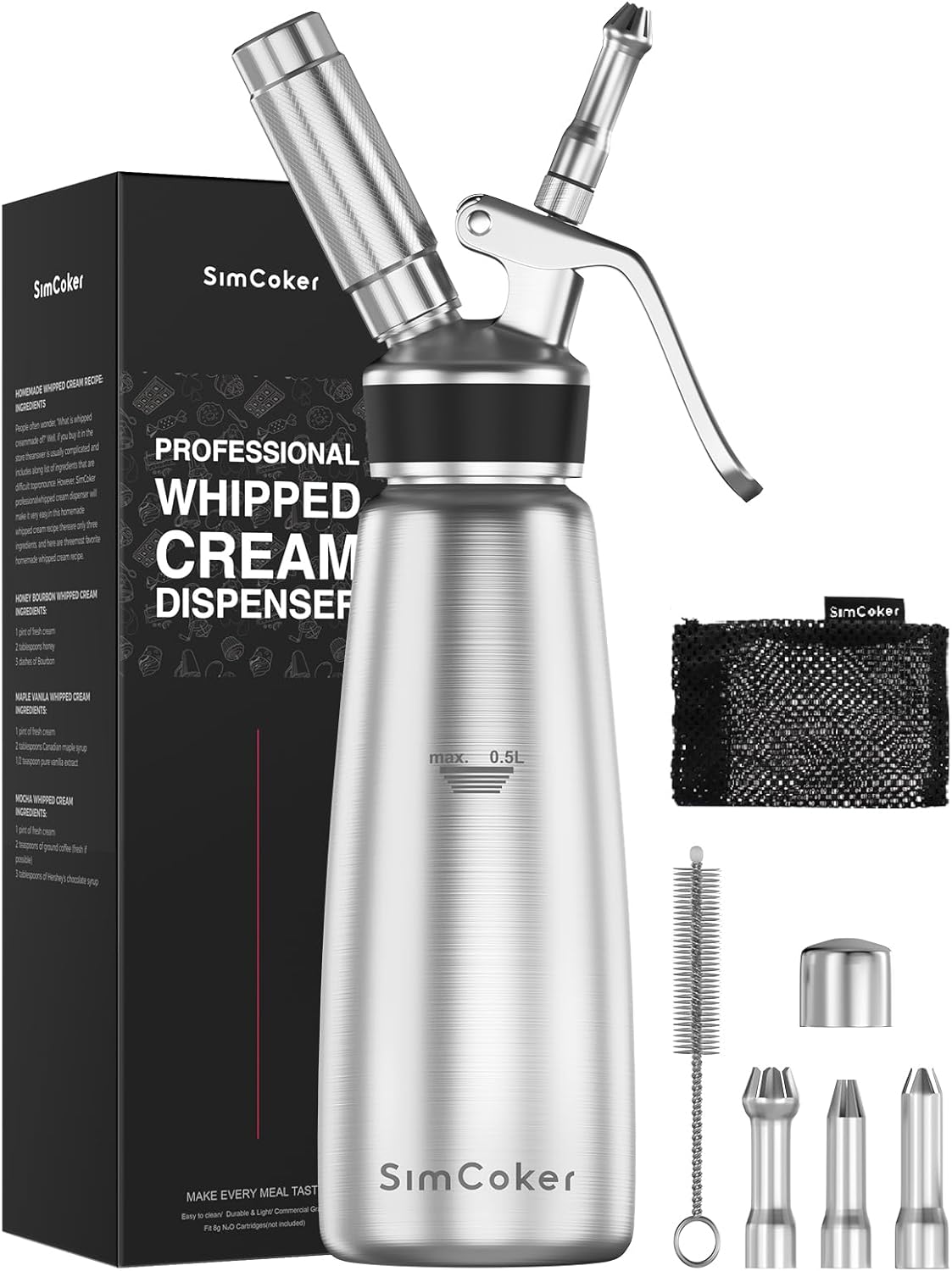 Whipped-Cream Dispenser Stainless Steel for Perfect Desserts