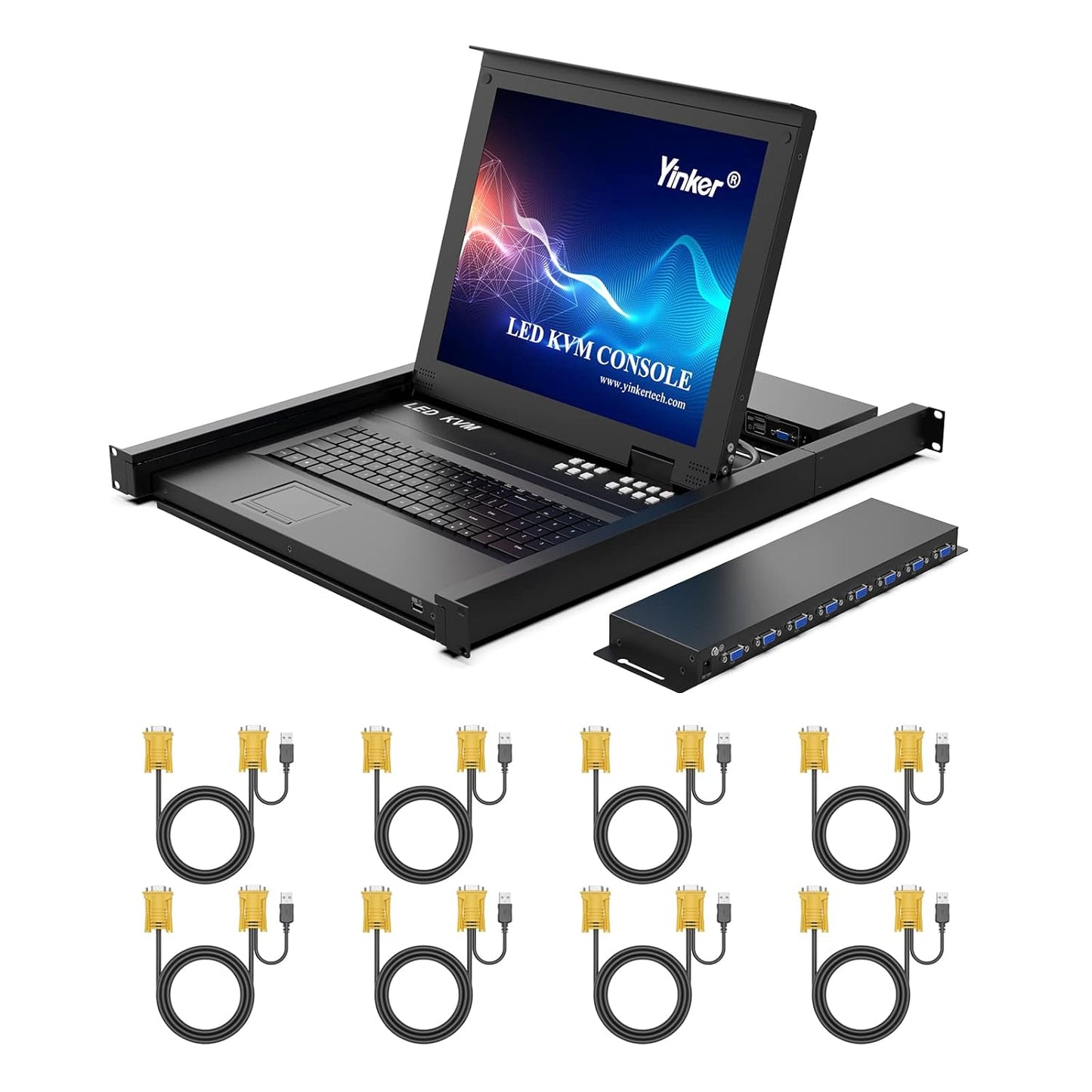 LCD KVM Switch VGA with 17in Monitor for 8 Port Rack Mount