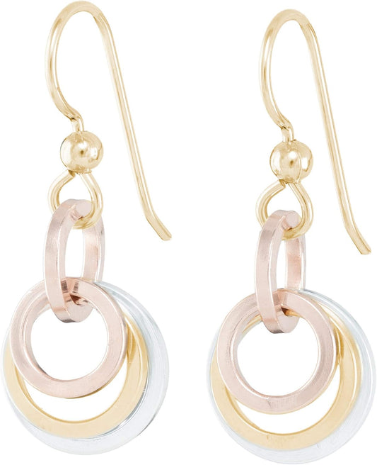 Tricolor Earrings for Women in 925 Sterling Silver and Gold