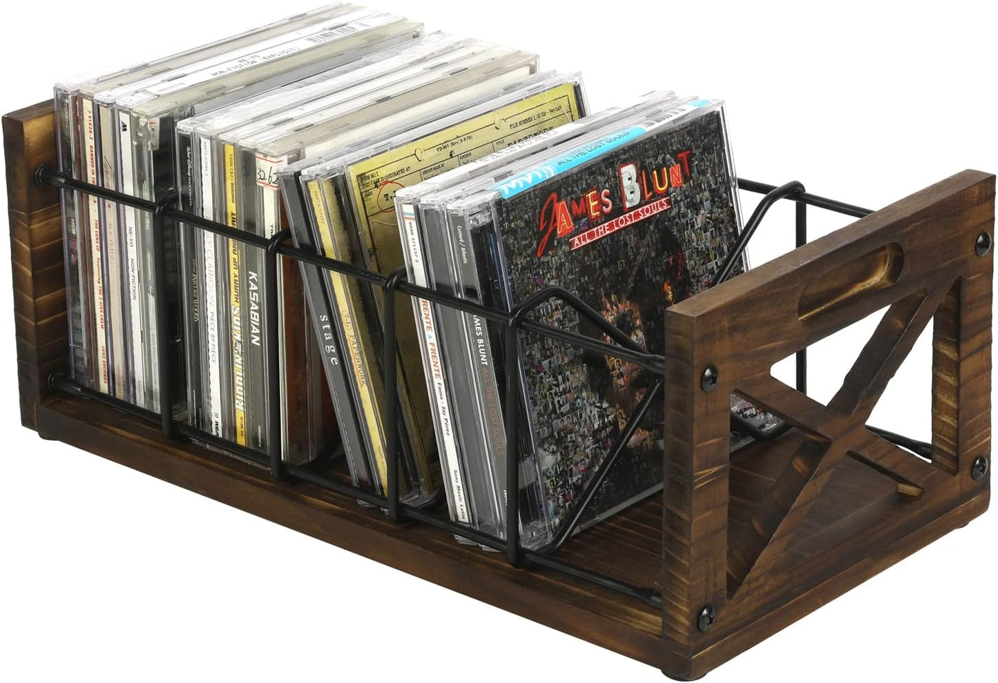 Farmhouse Industrial CD Storage Holder with Rustic Design