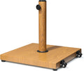 Patio Umbrella Base 43lbs Heavy Duty Square Concrete Stand - Wheels