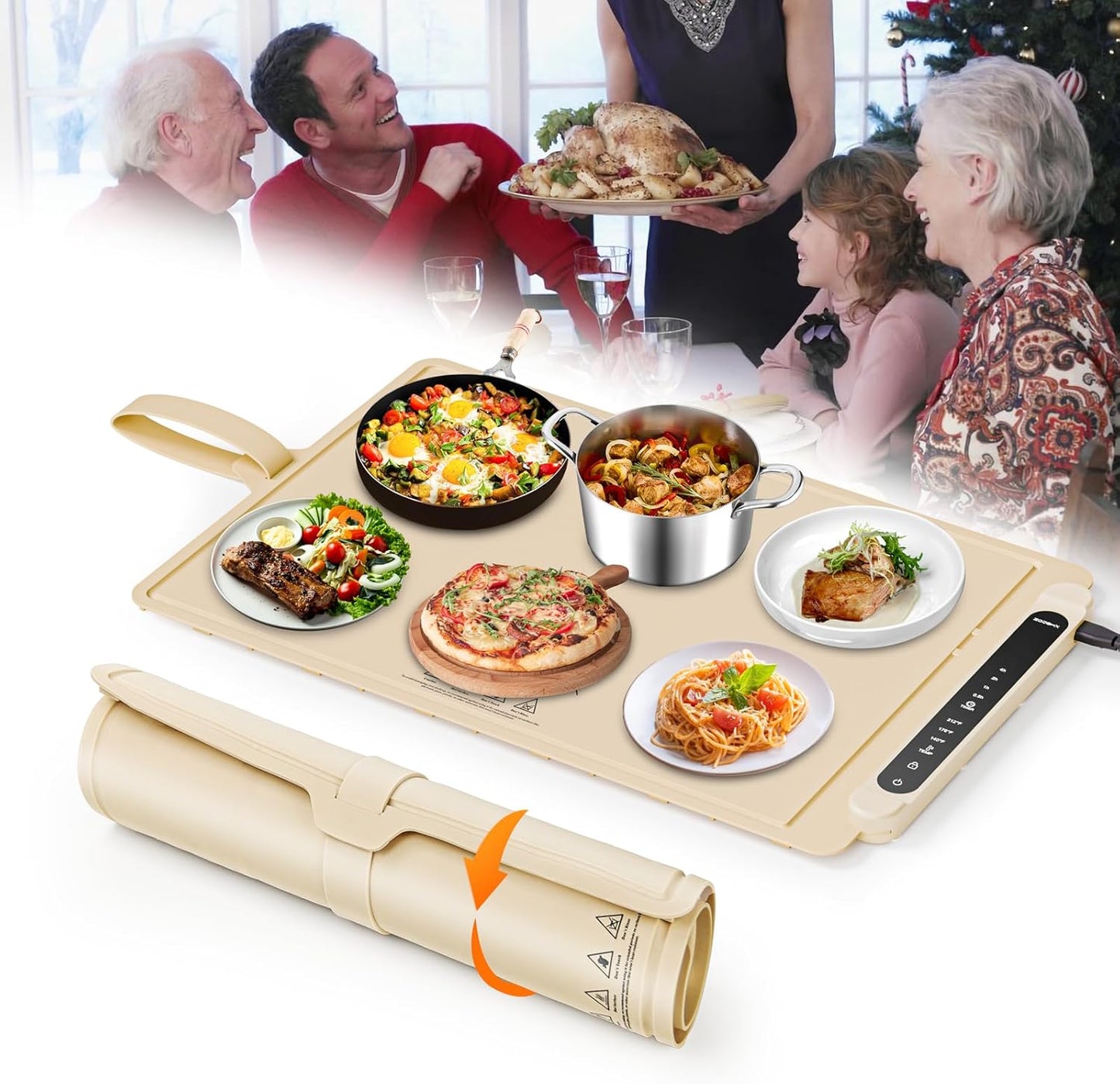 Electric Food Warming Mat with Adjustable Temperature Settings