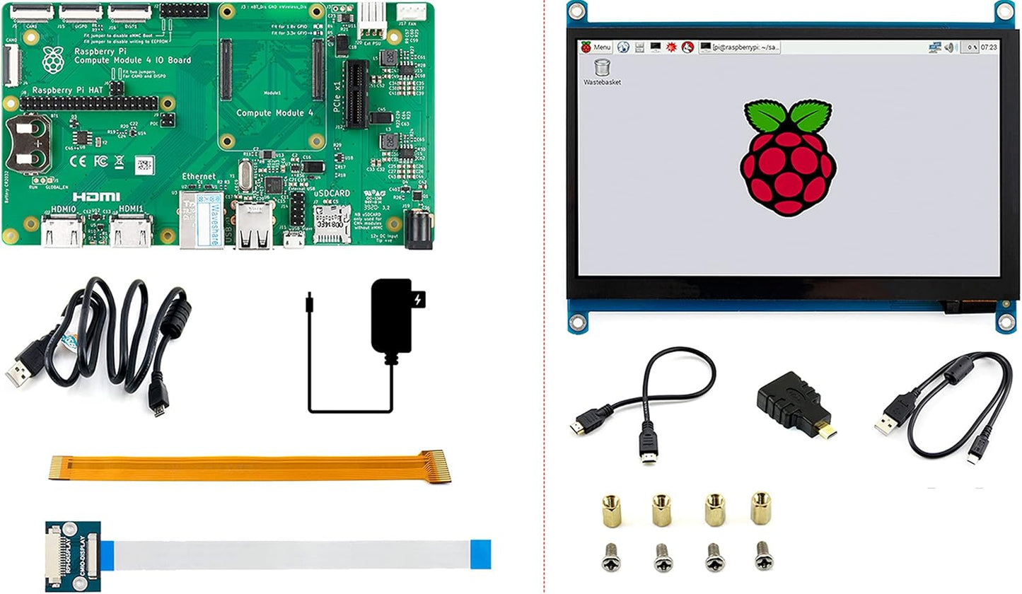 Raspberry Pi Compute Module 4 IO Board with 7 IPS Display Kit