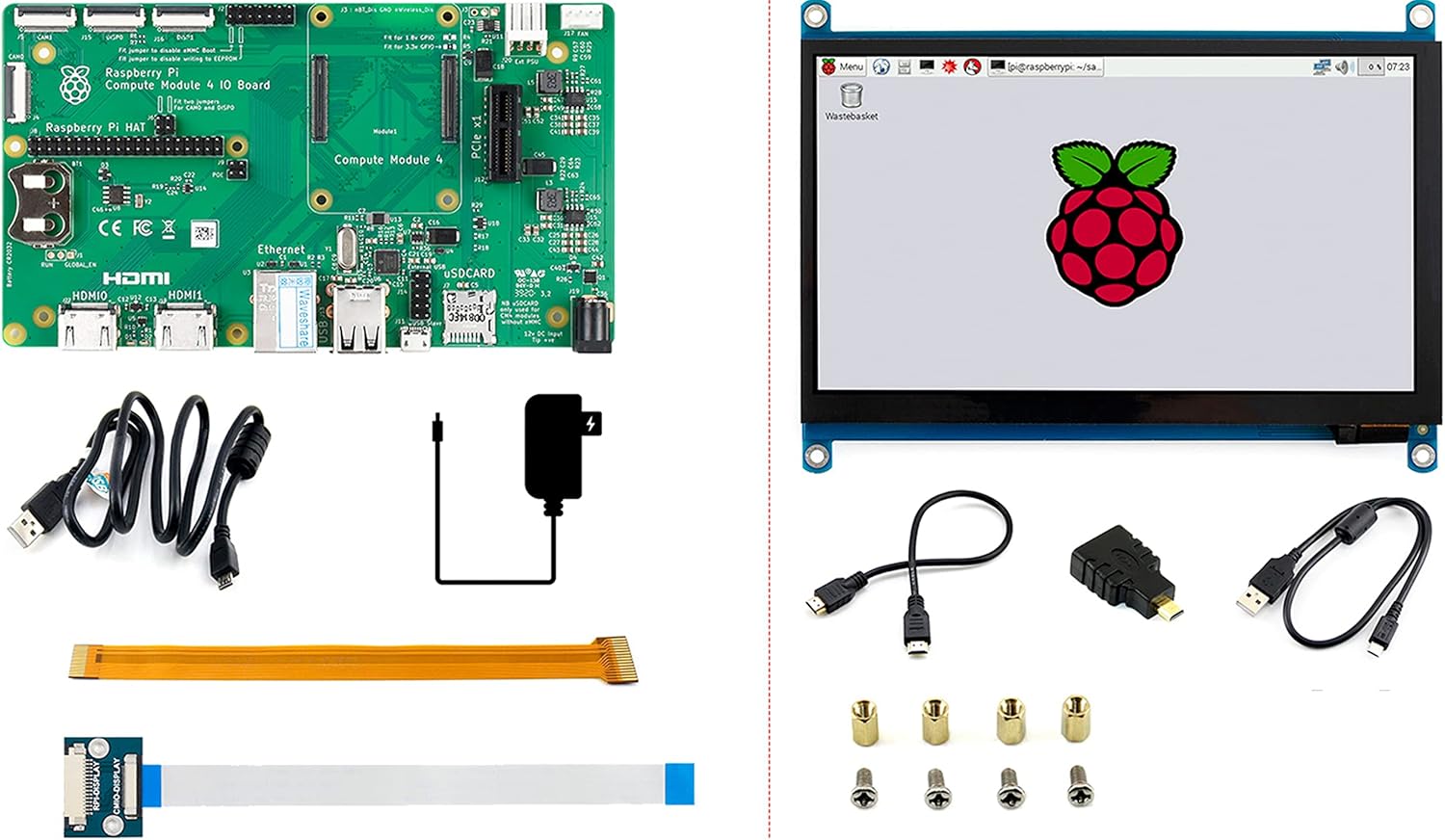 Raspberry Pi Compute Module 4 IO Board with 7 IPS Display Kit