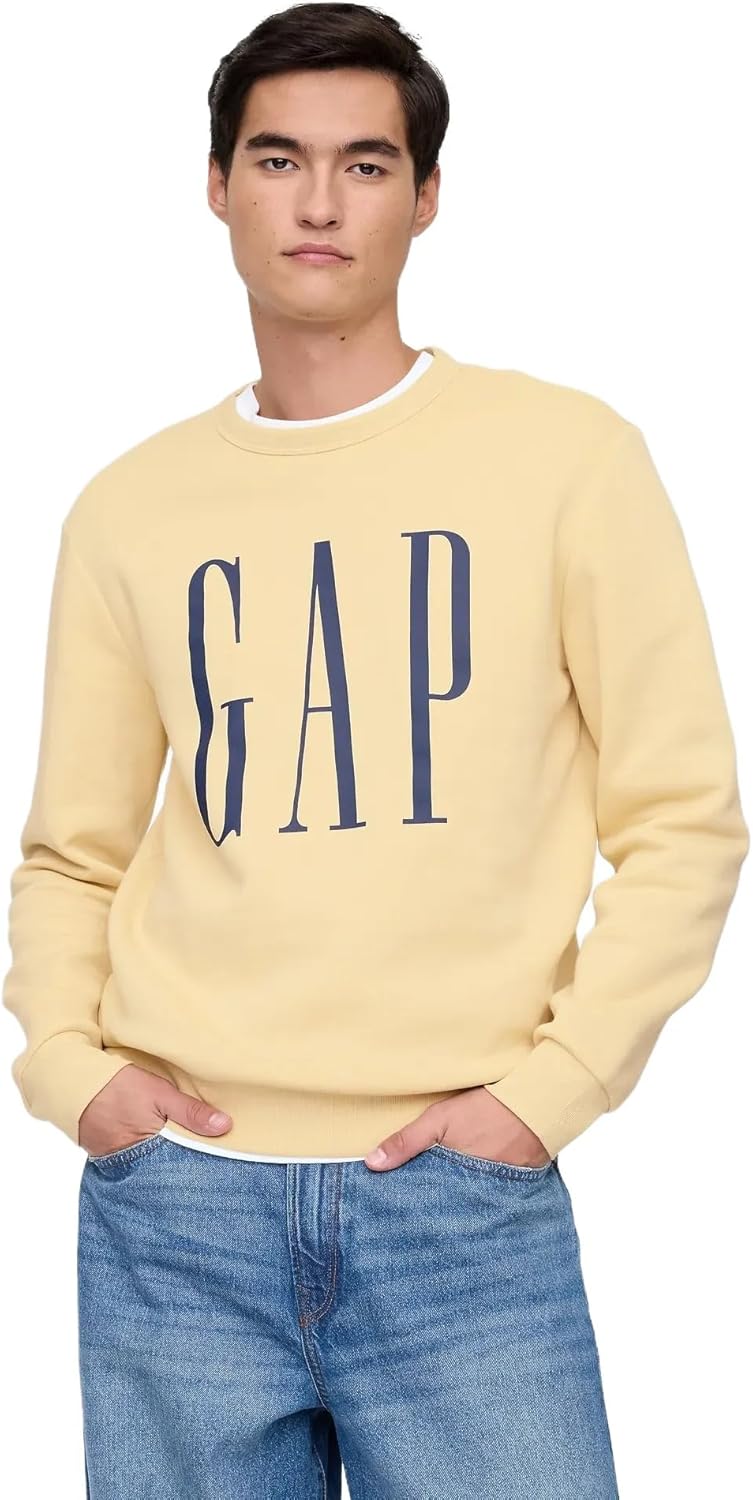 GAP Mens Logo Fleece Crew Sweatshirt for Timeless Style