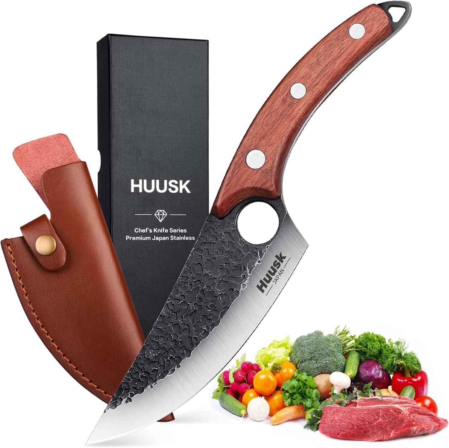 Huusk Viking Japanese Meat Cleaver - High Carbon Steel Knife