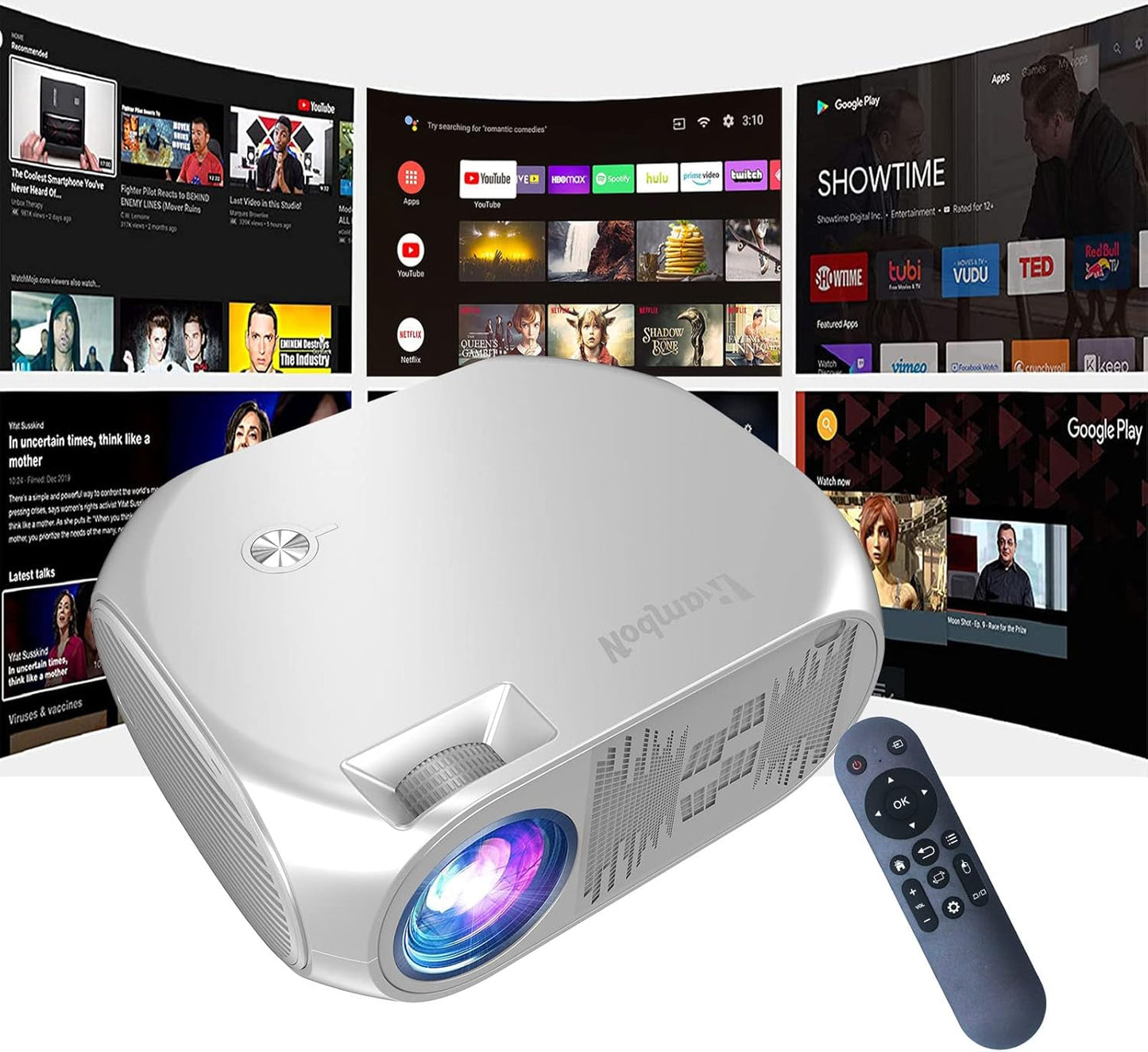 RamboN 1080P Full HD 5G WiFi Projector: Smart 9500L Brightness!