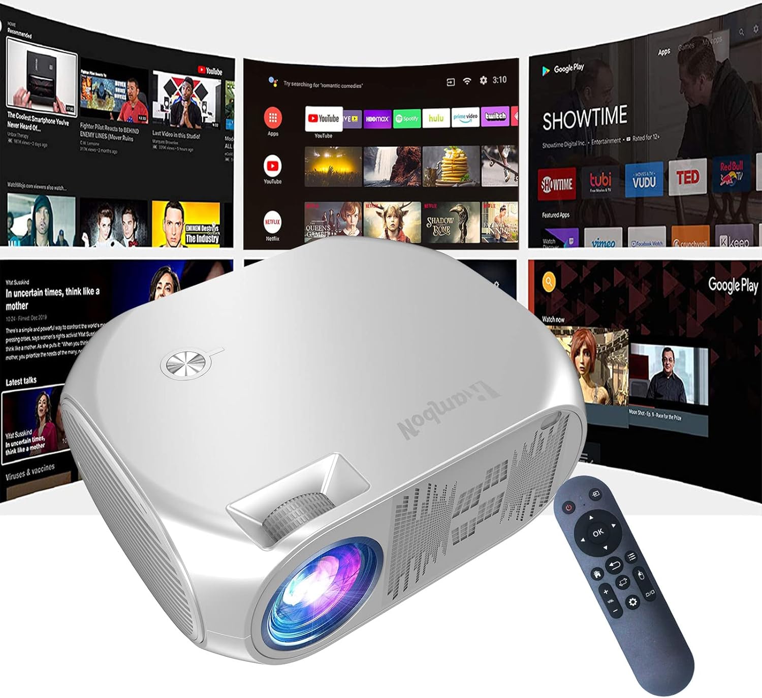 RamboN 1080P Full HD 5G WiFi Projector: Smart 9500L Brightness!