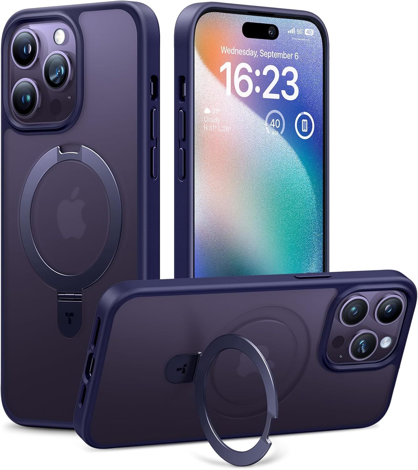 TORRAS Ultra Magnetic iPhone 14 Pro Case with Kickstand Feature