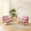 VINGLI Cozy Living Room Chairs Set of 2 - Comfortable Linen Pink