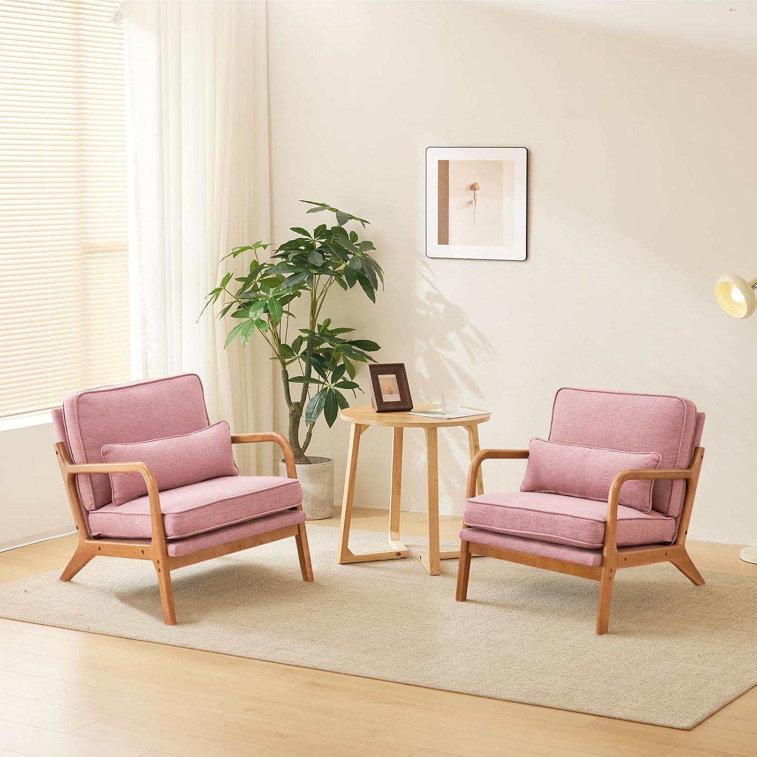 VINGLI Pink Accent Chairs, Set of 2 - Cozy & Stylish Armchairs