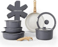 Country Kitchen Grey/Ivory Cookware Set with Removable Handle