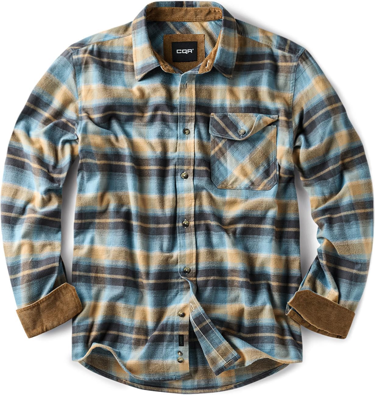 CQR Men's 100% Cotton Flannel Shirts for Casual Outdoor Wear