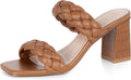 Braided Heeled Sandals Square Toe Chunky Block Heels - Stylish Comfort