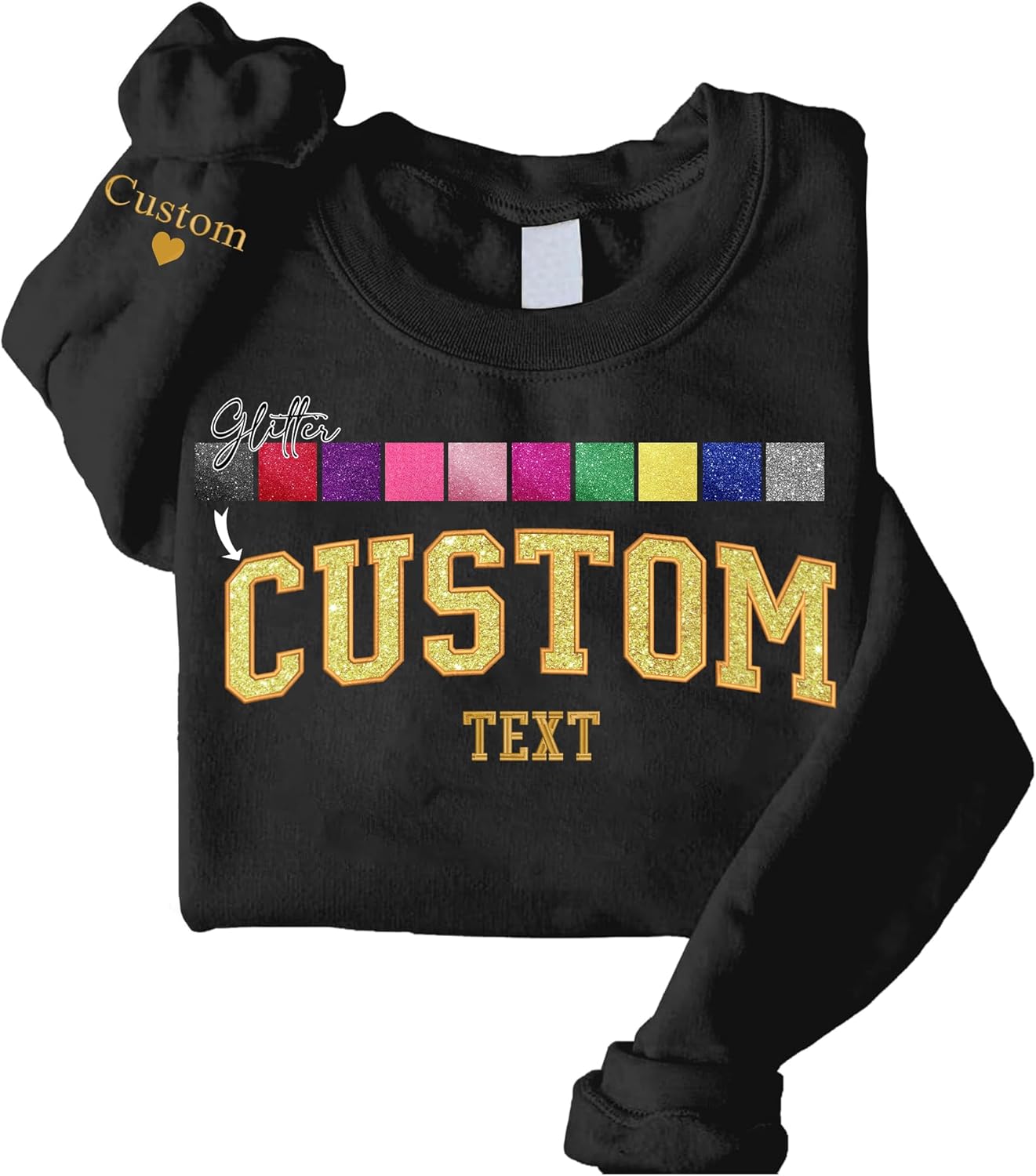 Glitter Embroidered Custom Sweatshirt - Festive Holiday Chic