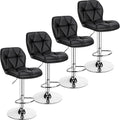 Bar Stools Set of 4 Adjustable PU Leather Swivel Counter Stools