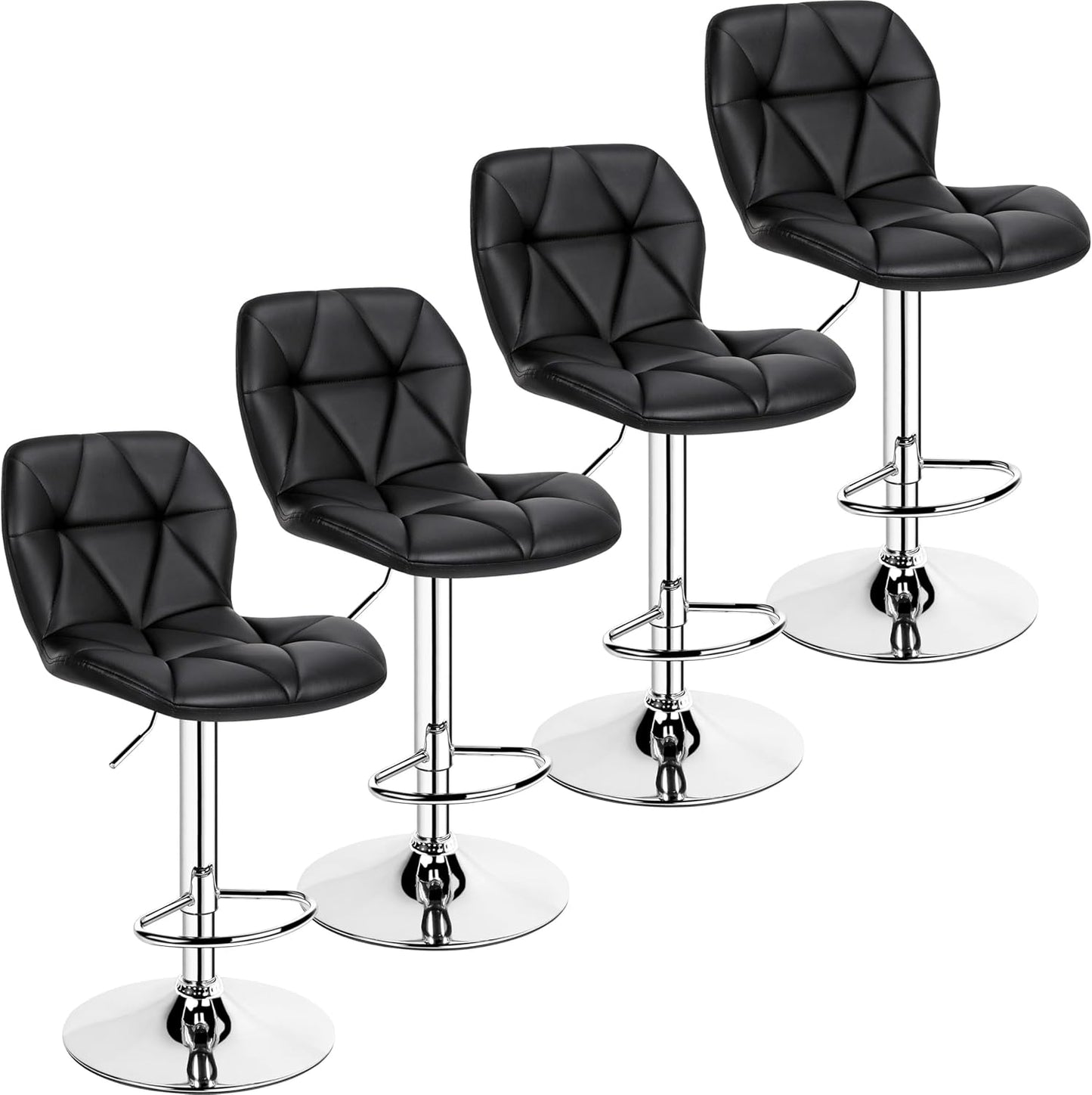 Yaheetech Adjustable PU Leather Swivel Bar Stools Set of 4