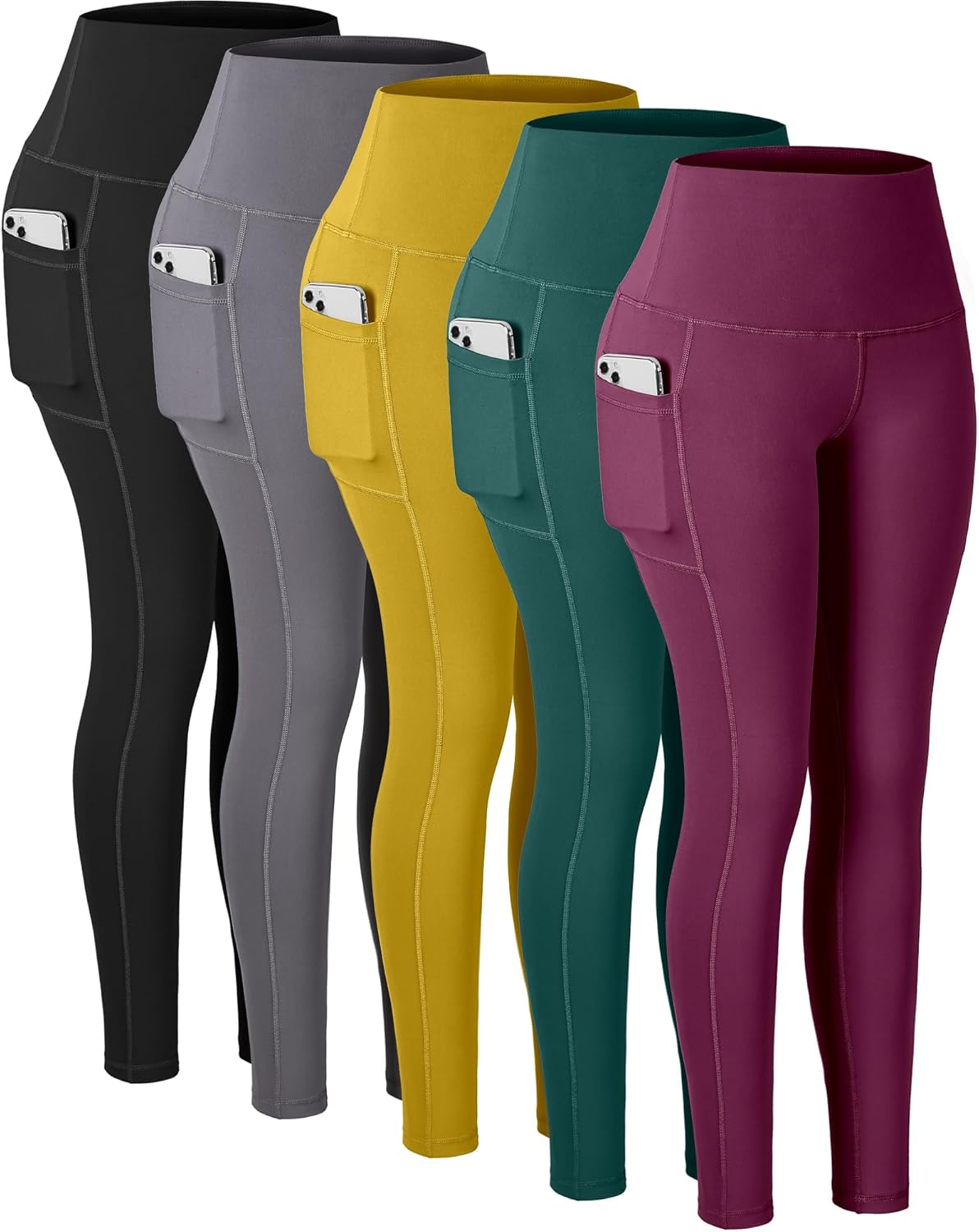 High Waisted Tummy Control Leggings with Pockets for Women