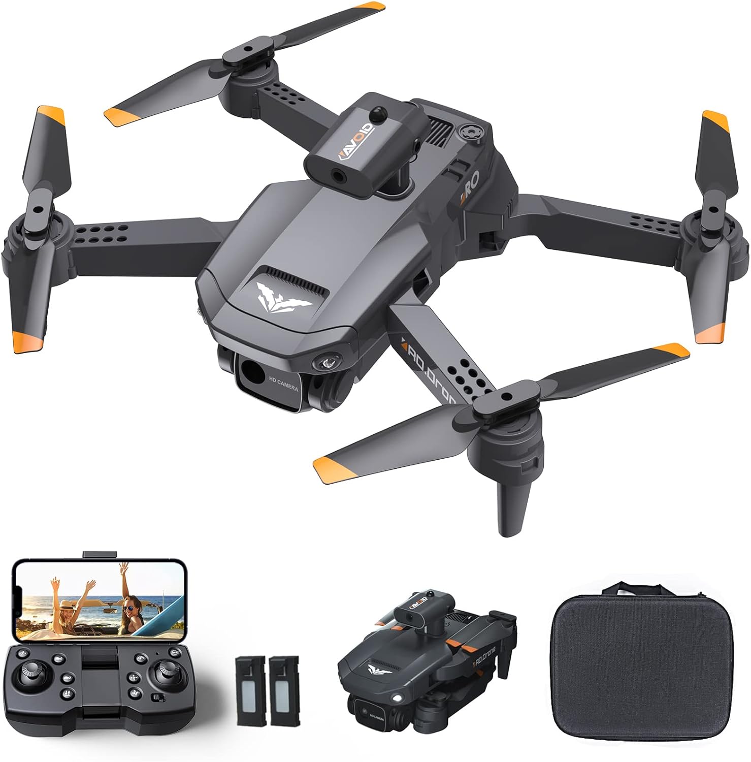 Foldable FPV Drone with Camera & 2 Batteries!