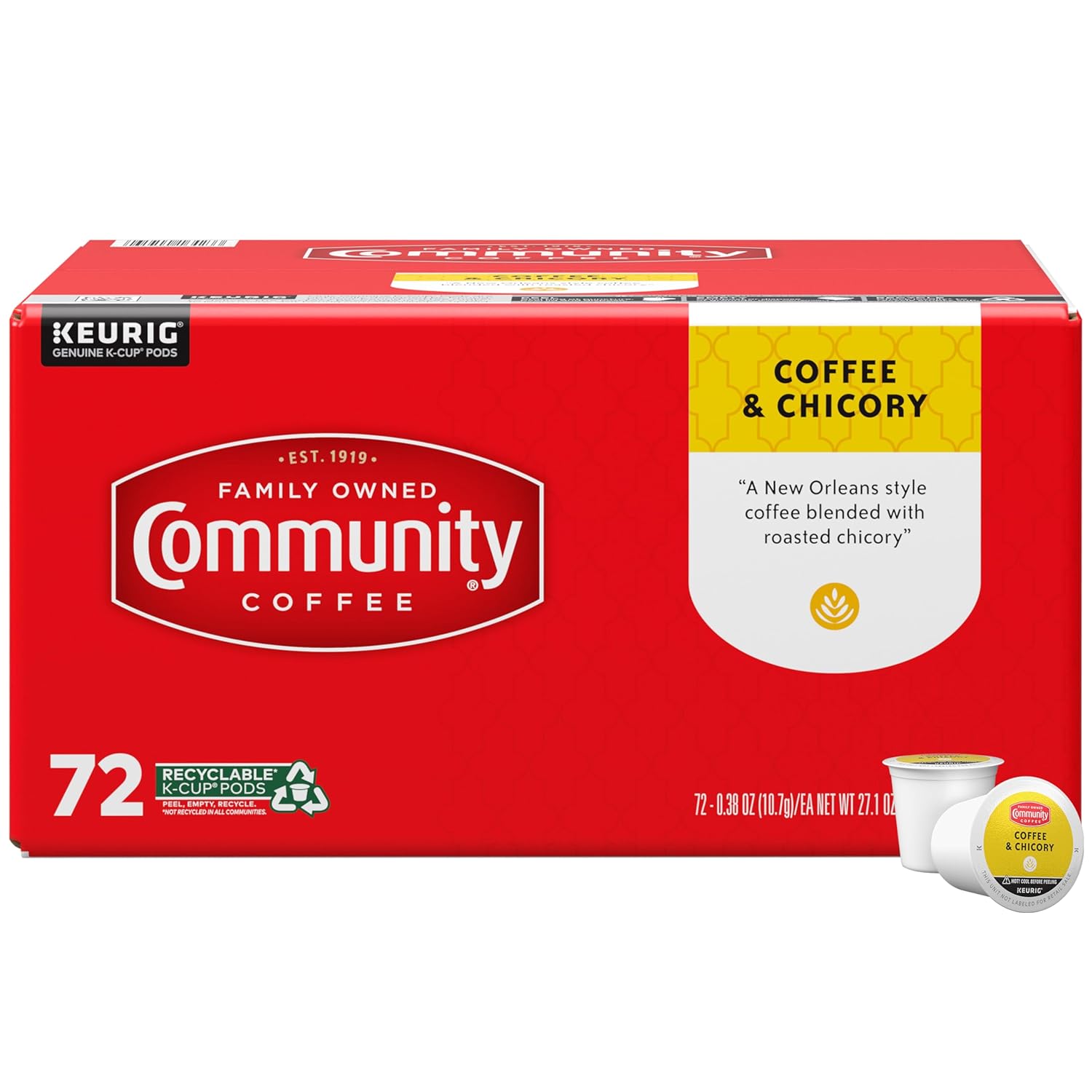 Community Coffee Coffee & Chicory Pods for Keurig 2.0 Brewing