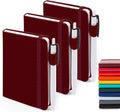 Feela 3 Pack Pocket Notebook Journals with Pens - Compact Wine