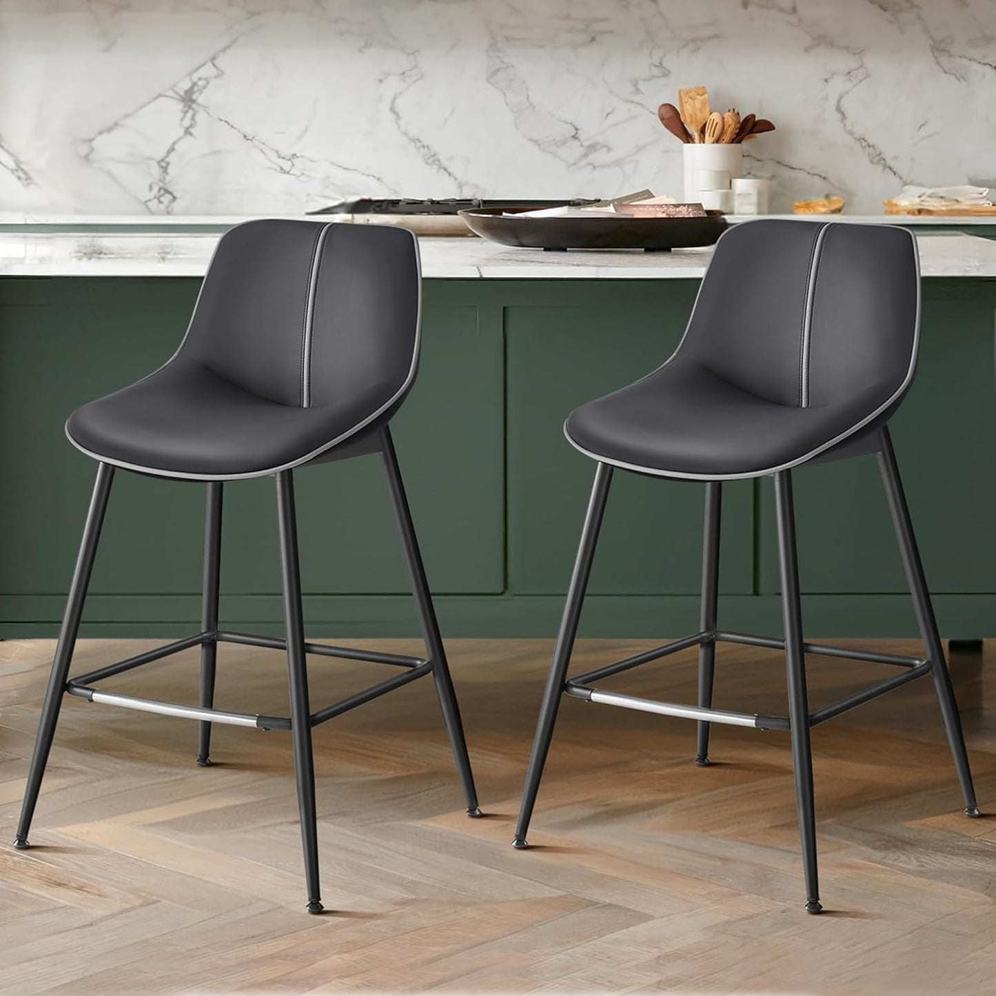 VASAGLE Bar Stools Set of 2 for Kitchen Island with Backrest