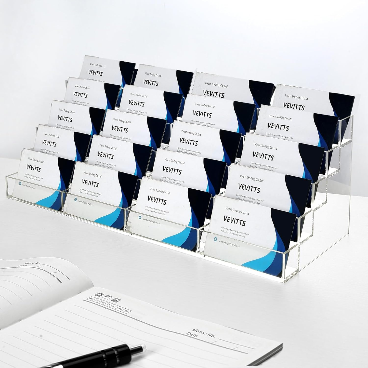 20 Slots Acrylic Business Card Holder for Desk Display Stand