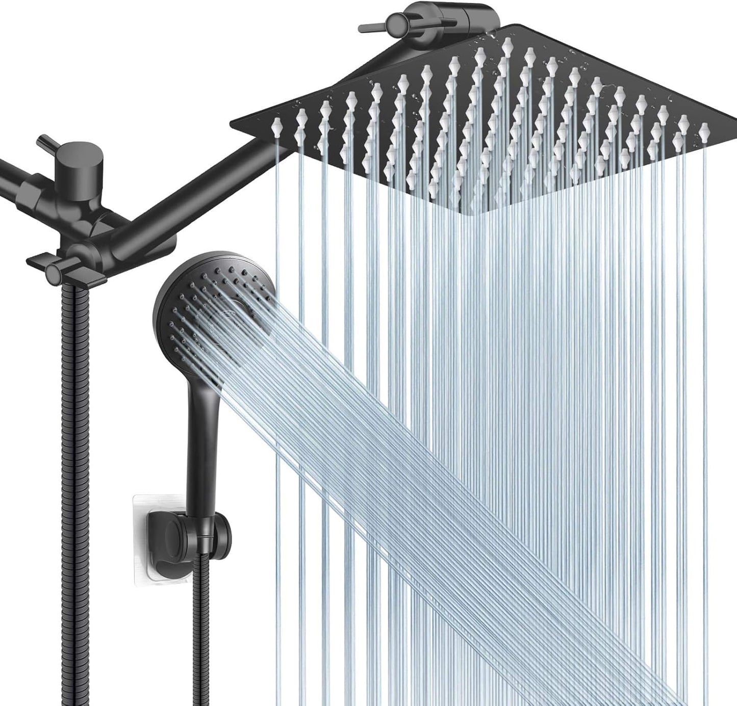 High Pressure Rain Shower Head Combo with Adjustable Arm and Handheld