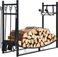 Firewood Rack Indoor 36in Log Holder with 4-Piece Tool Set - Sturdy