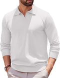 COOFANDY Long Sleeve Polo Sweater for Men - Lightweight Ribbed Knit is