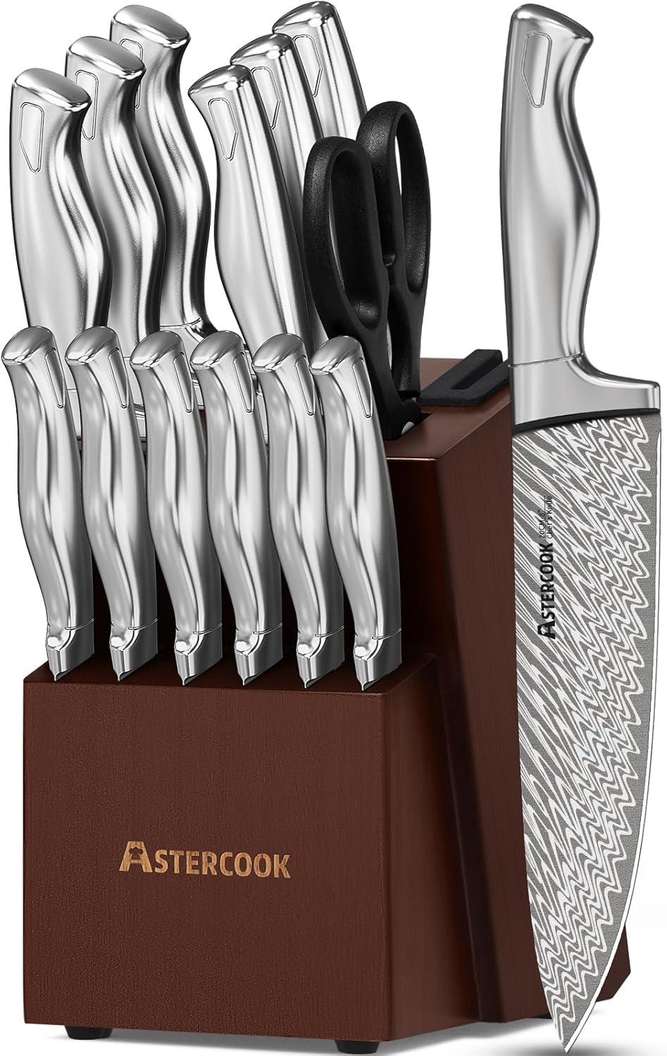 Astercook Knife Set: 15-Piece Kitchen Knife Set with Block