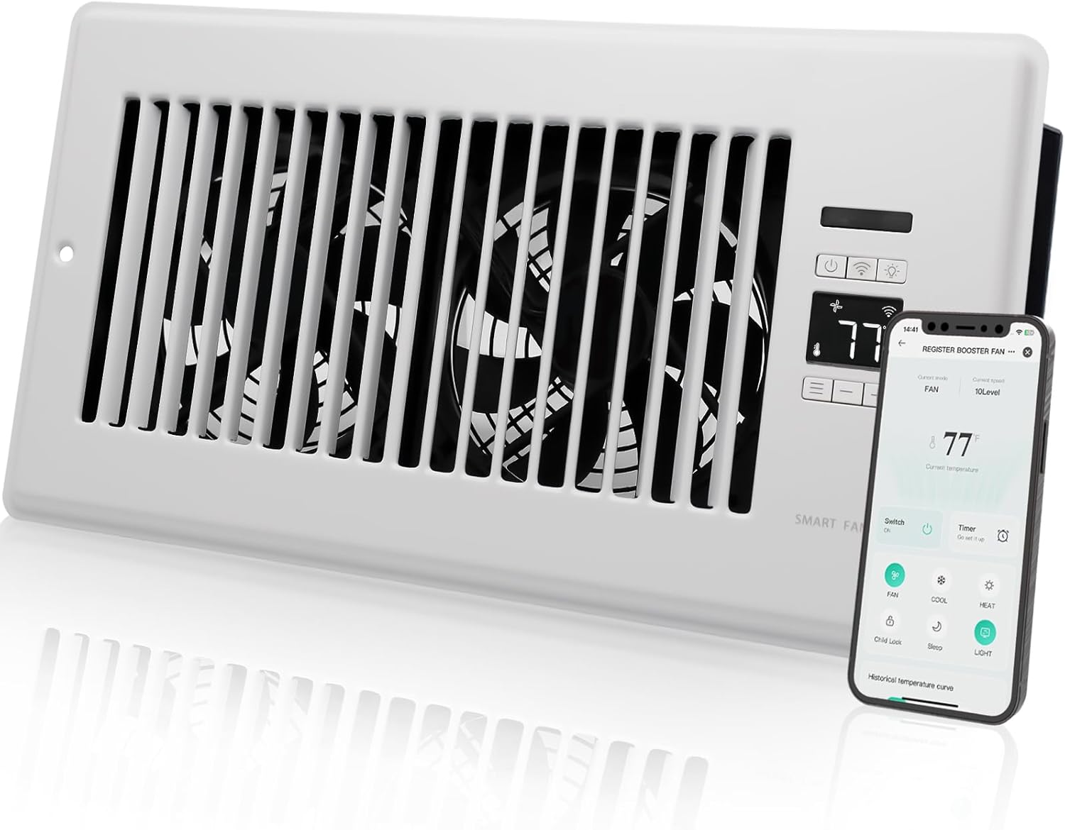 Super Quiet Register Booster Fan for 6 x 12 Register Holes
