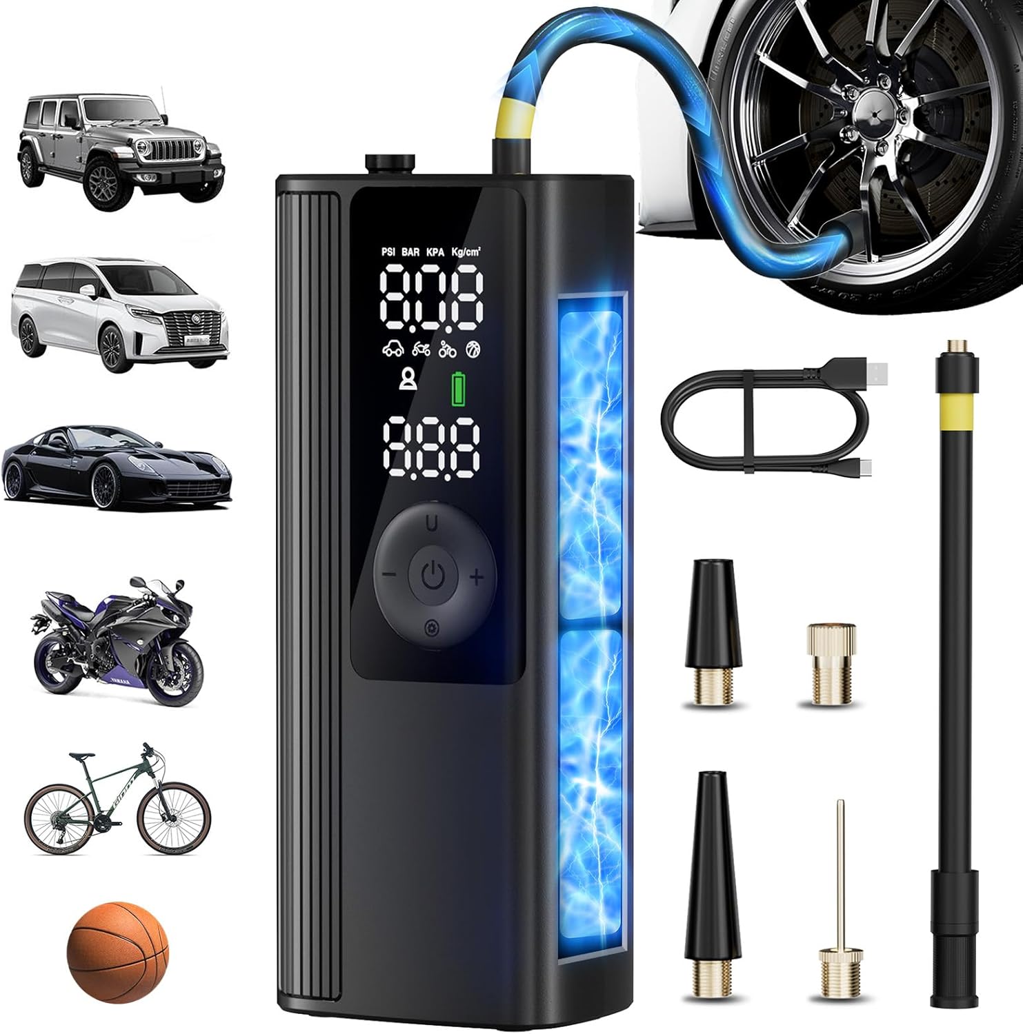 Portable Tire Inflator Air Compressor with Digital Pressure Gauge