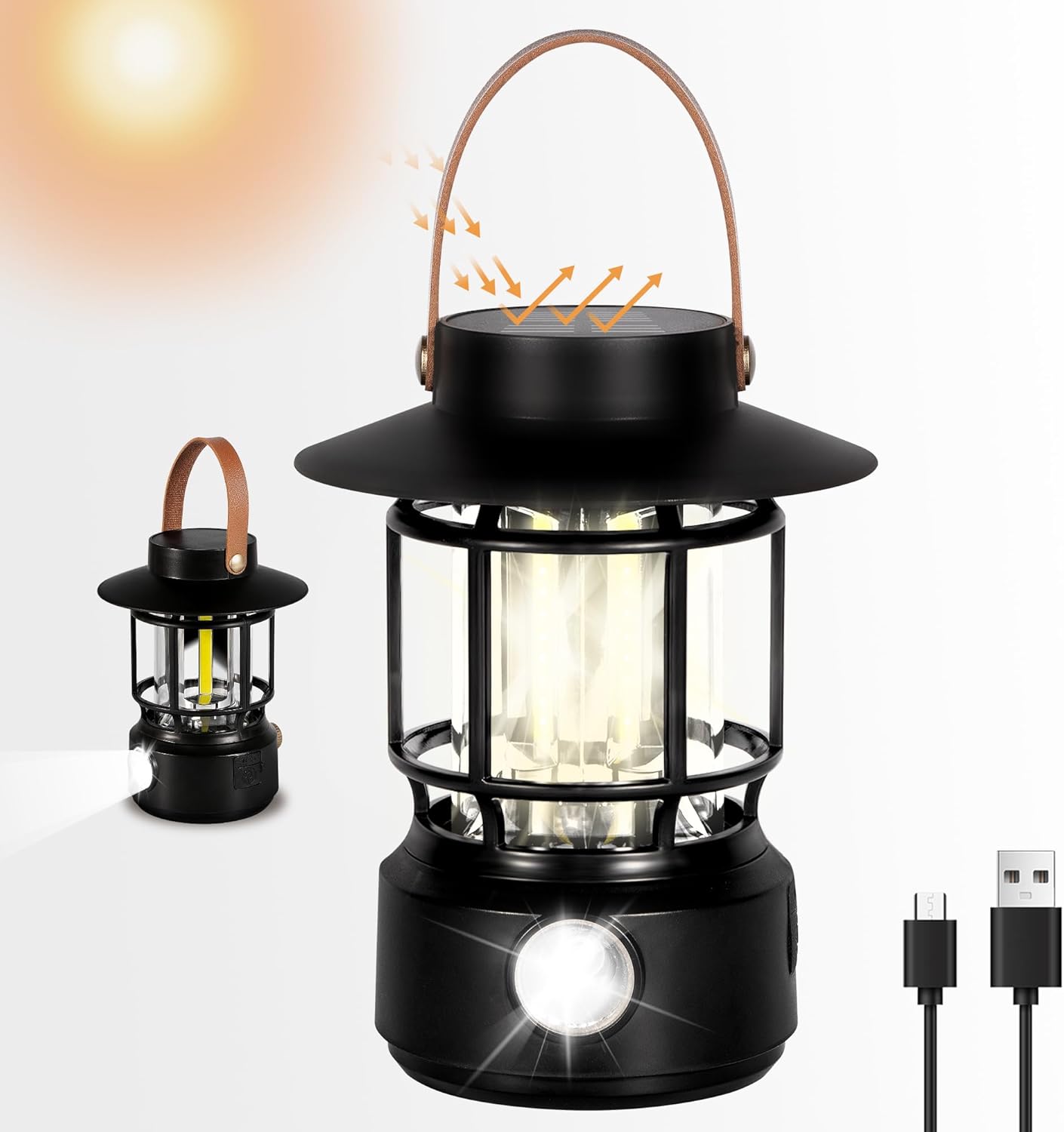 Solar Rechargeable LED Lantern: 1000LM Brightness for Outdoor Adventures