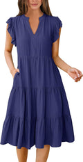 ANRABESS Womens Summer Ruffle Sleeve V Neck Midi Dress (Style S65Y)