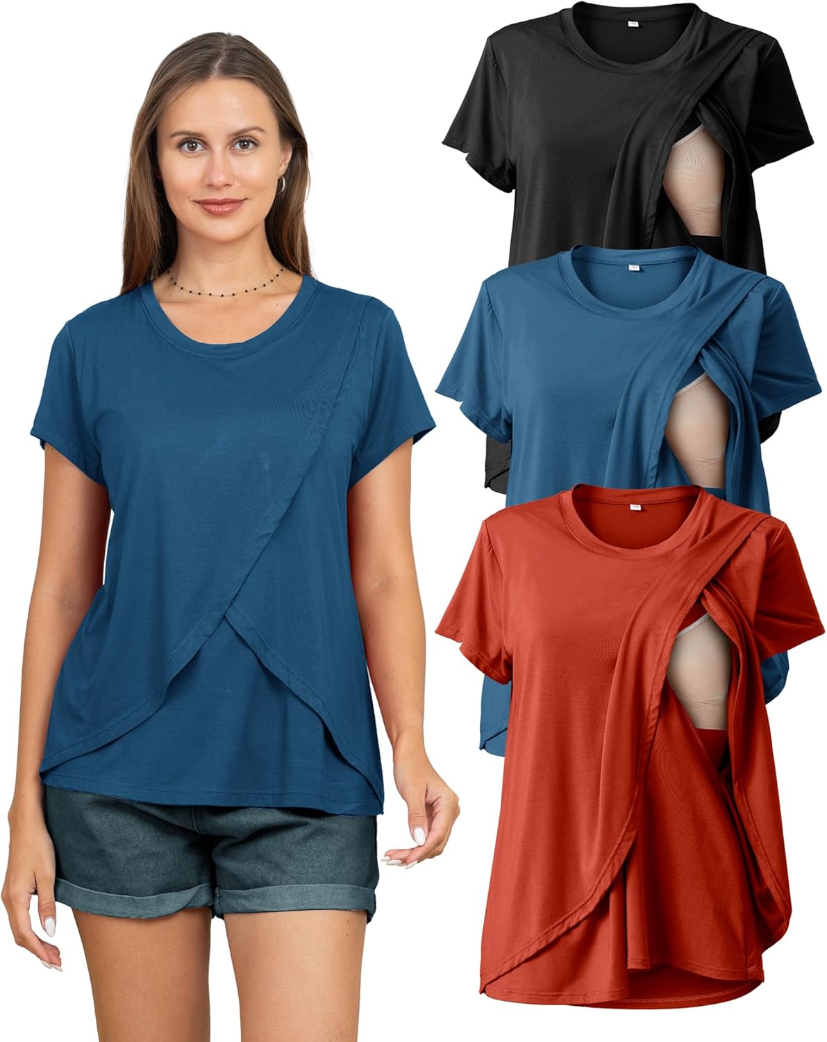 Rnxrbb Women's Nursing Tops for Breastfeeding Summer Comfort