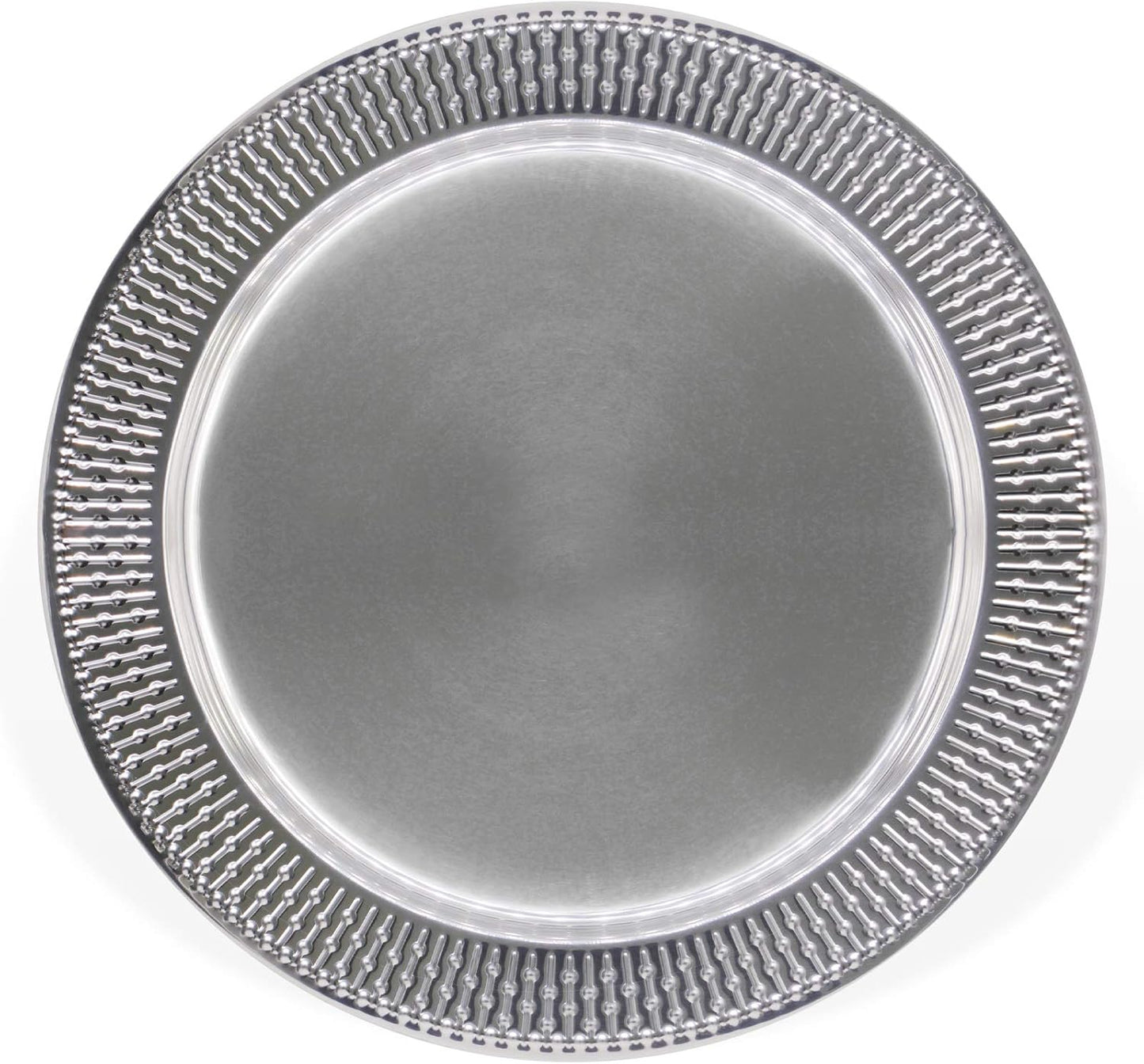 13-Inch Stainless Steel Beaded Charger Plates for Elegant Dining