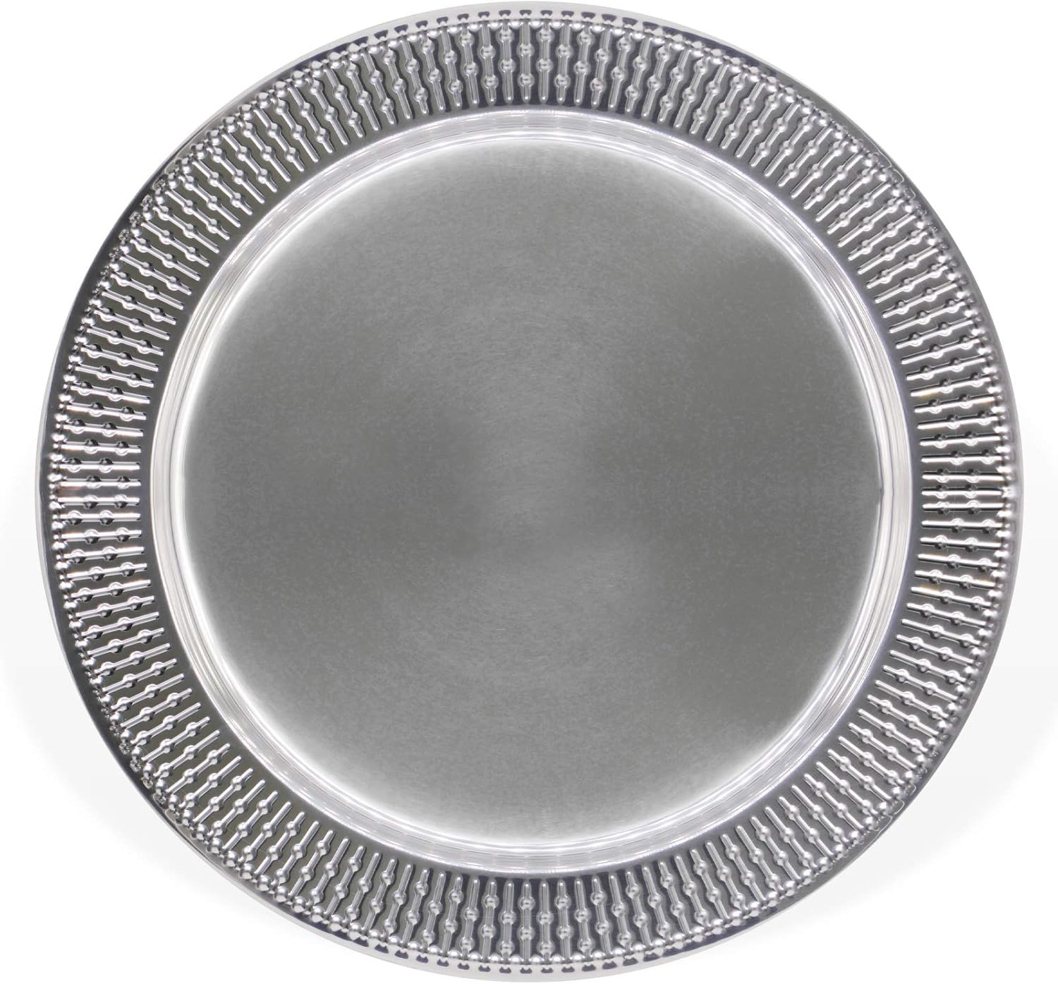13-Inch Stainless Steel Beaded Charger Plates for Elegant Dining