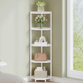 Corner Shelf Stand 5-Tier White Corner Bookshelf - Space-Saving