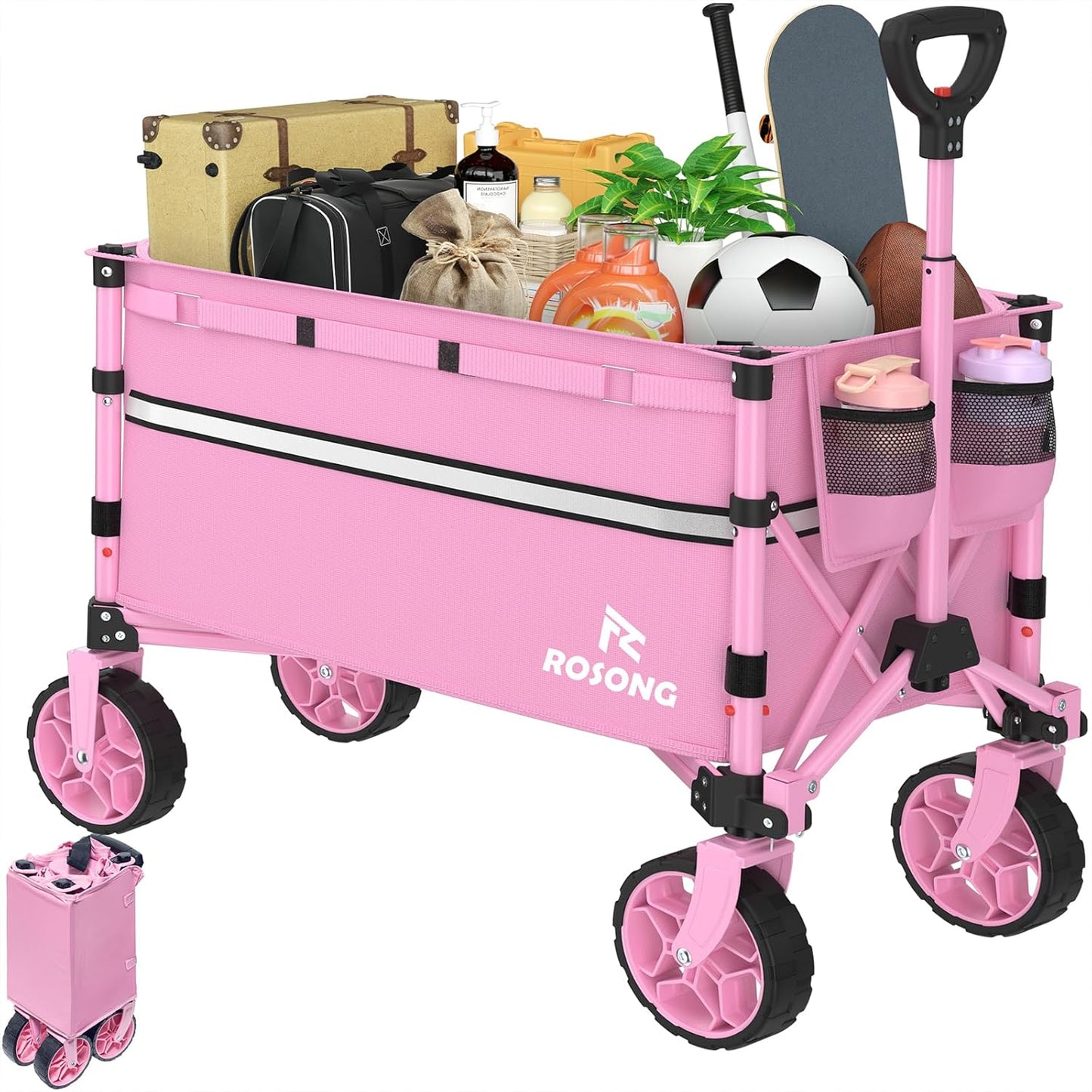Collapsible Wagon Cart with Wheels for Grocery and Sports