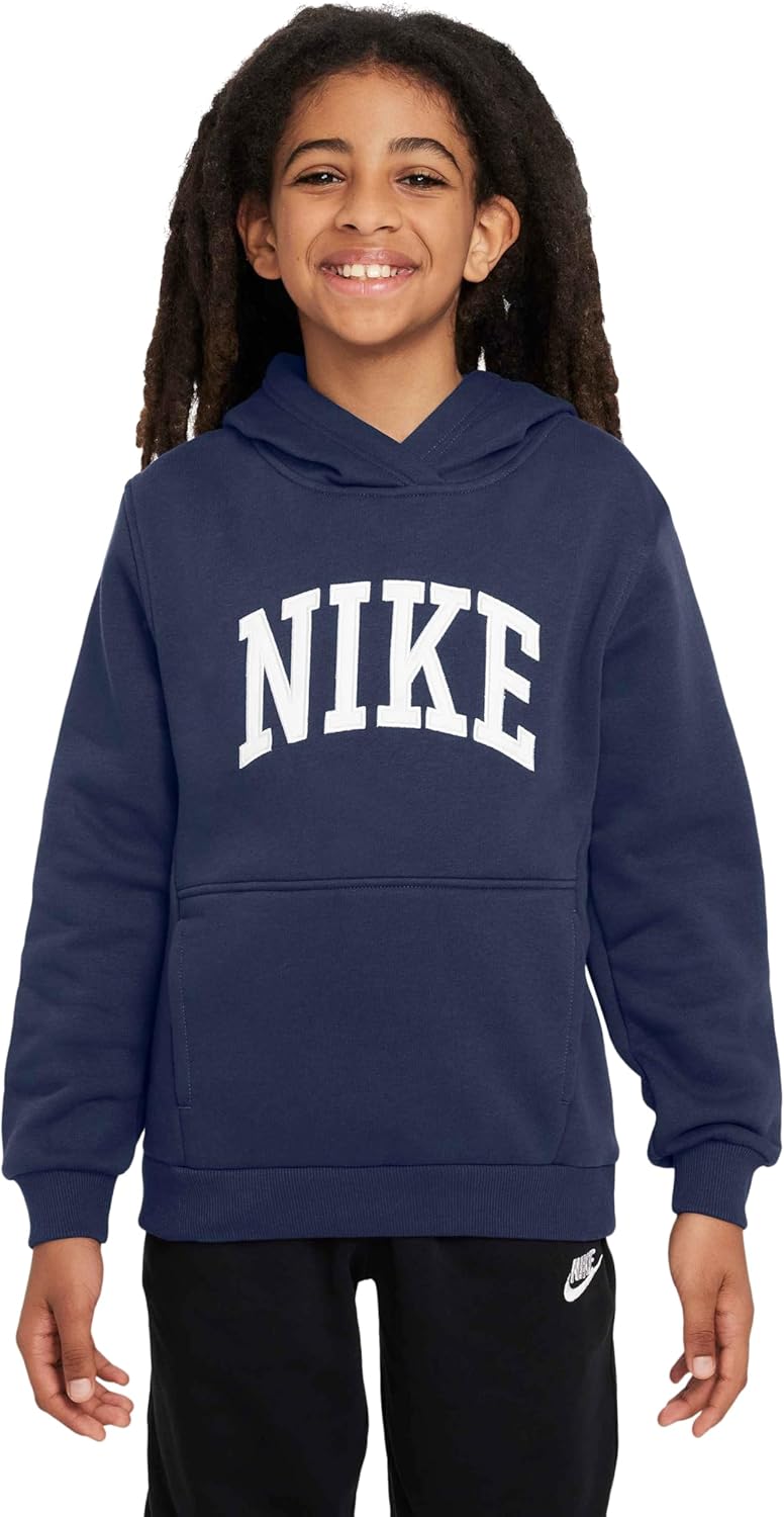 Nike Big Kids' Hoodie, Midnight Navy/White, Size XL