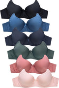 Mamia Women's Basic Plain Bras Pack of 6 - Smooth Everyday Comfort