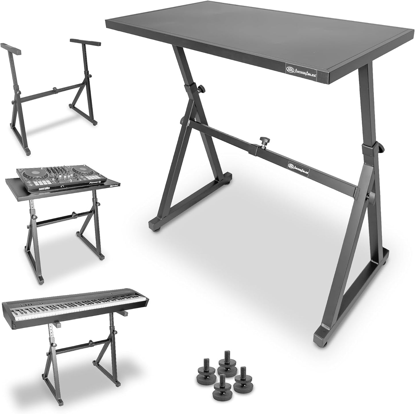AxcessAbles DJ Table Stand - Portable Mixer and Keyboard Stand