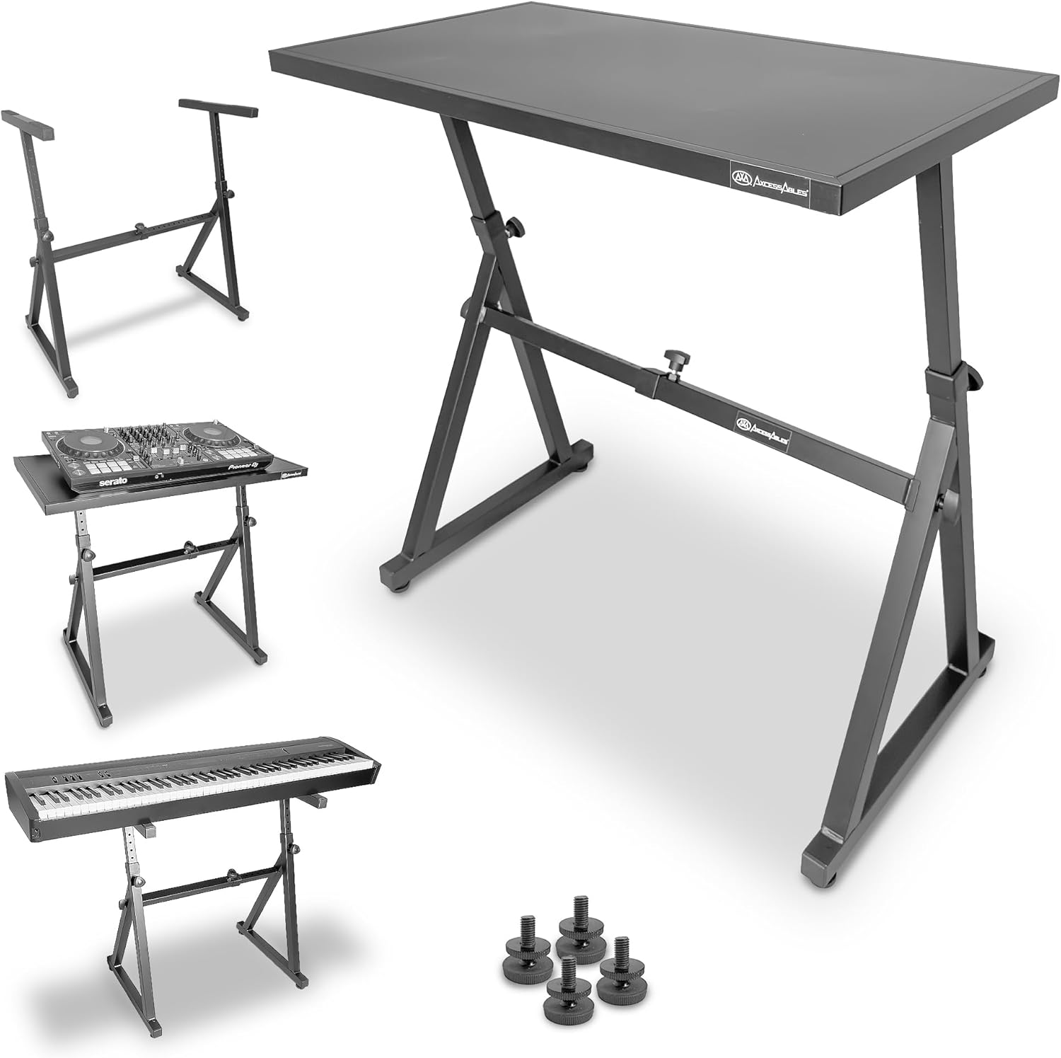 AxcessAbles DJ Table Stand - Portable Mixer and Keyboard Stand