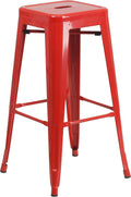 Commercial Grade 30 in Backless Red Metal Barstool - Durable