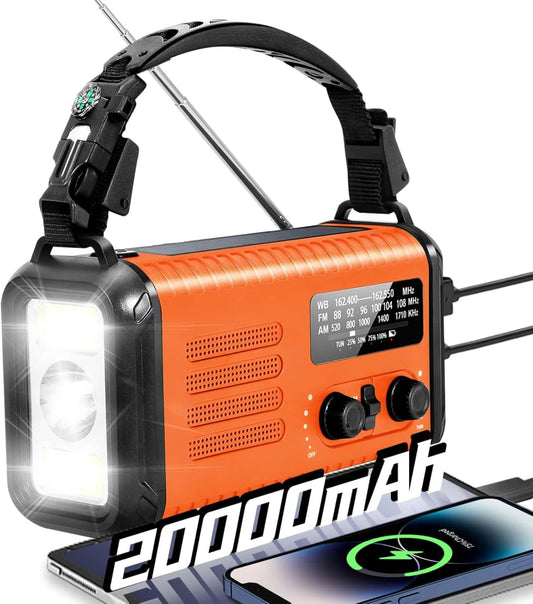 Emergency Crank Radio with 20000mAh Battery for Survival