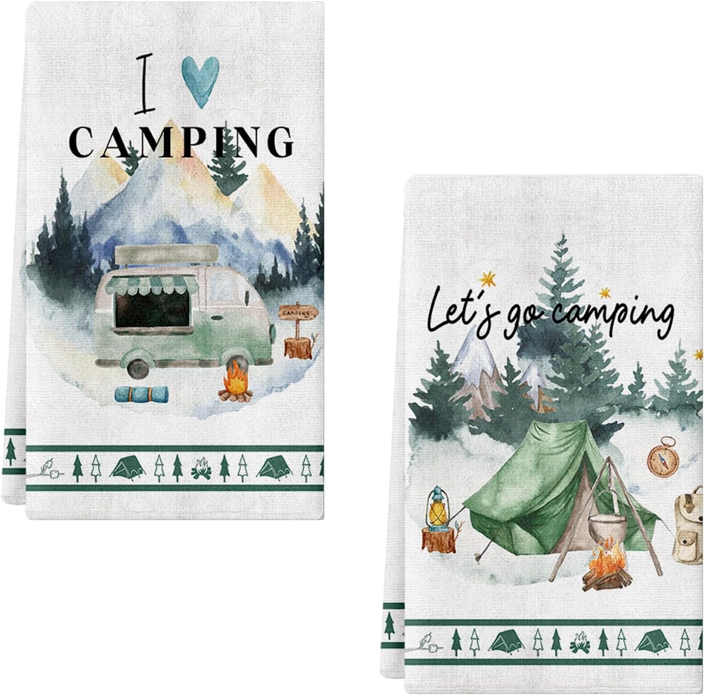 Happy Camper Novelty Towels Set - Farmhouse Prints
