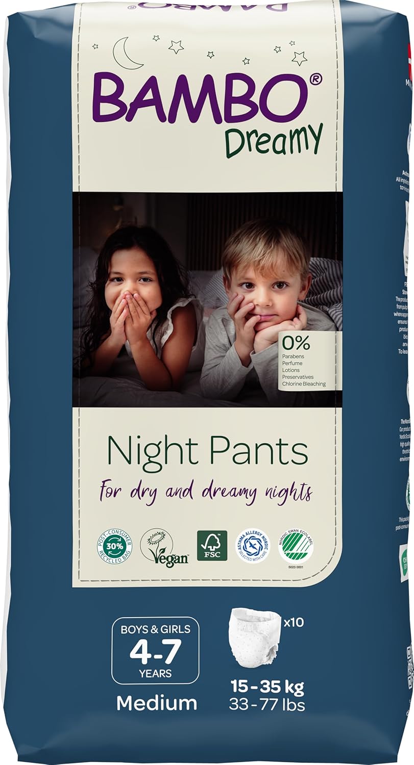 Bambo Nature Dreamy Night Pants for 4-7 yrs: Secure & Cozy! 10ct